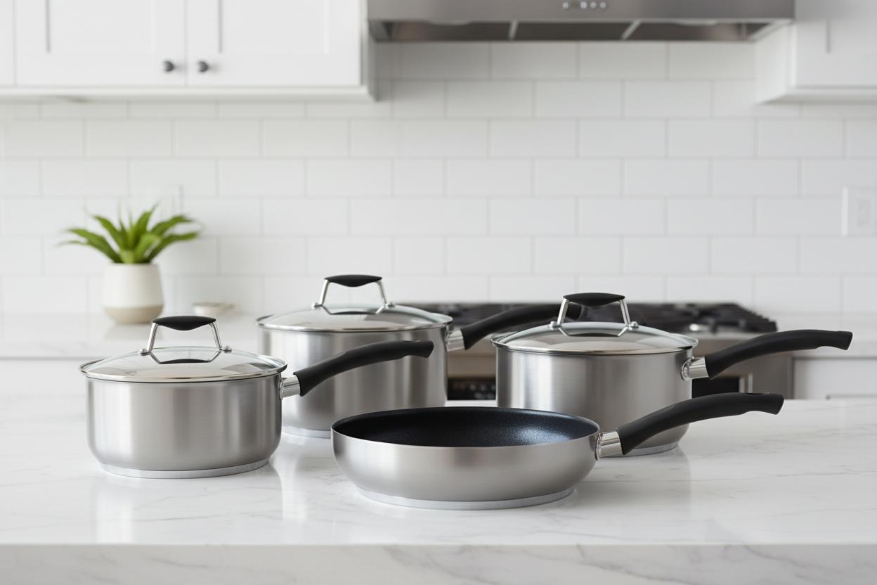 Koozina premium cookware styled in a bright home kitchen